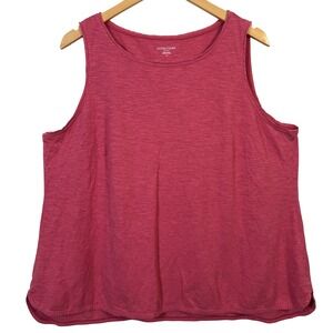 Eileen Fisher Womens Tank Top 1X Plus Size Pink‎ Heathered Cotton Hemp Casual